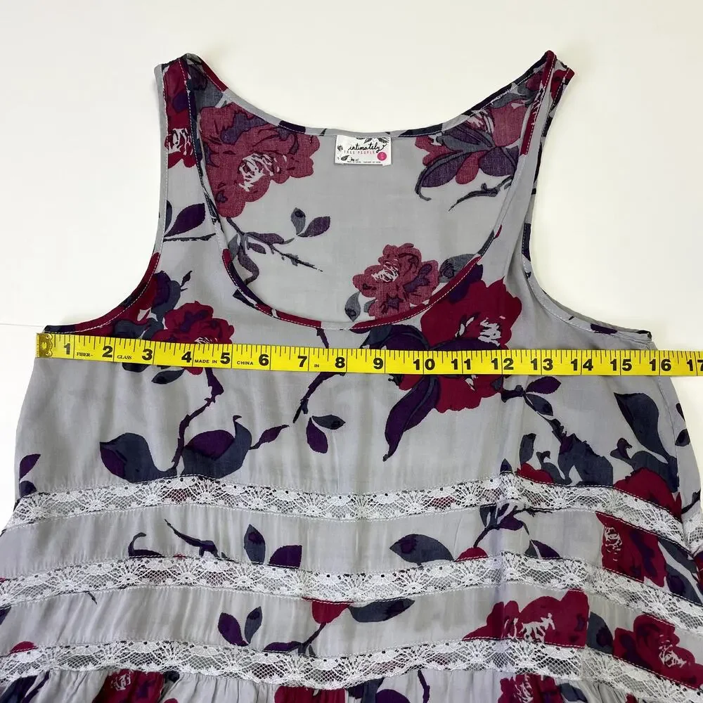 Free People Intimately Boho Floral Lace Asymmetrical Flowy Tank Top Size XS